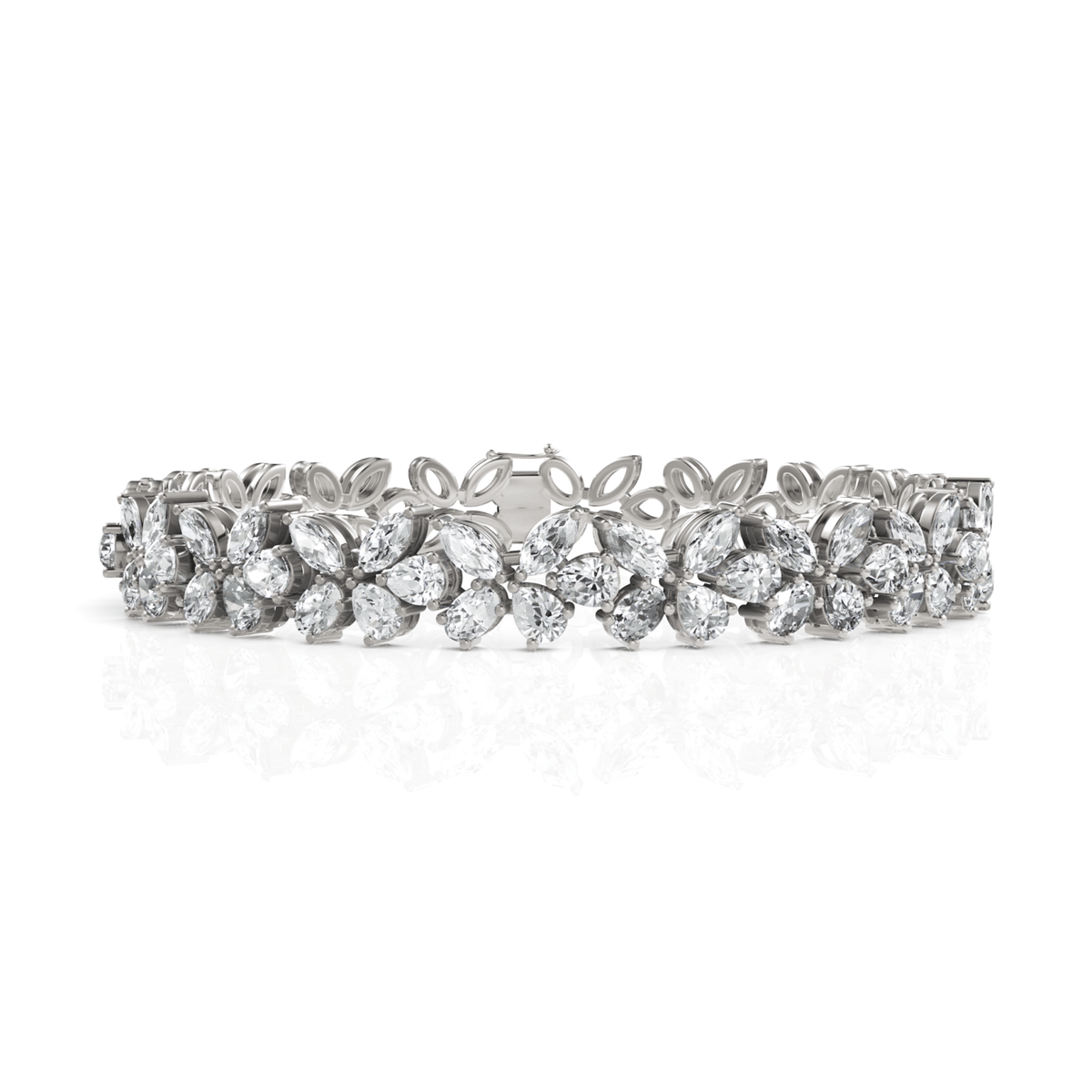 7.28CT Mix Cut Lab Diamond Floral Bracelet - Buvea Jewels