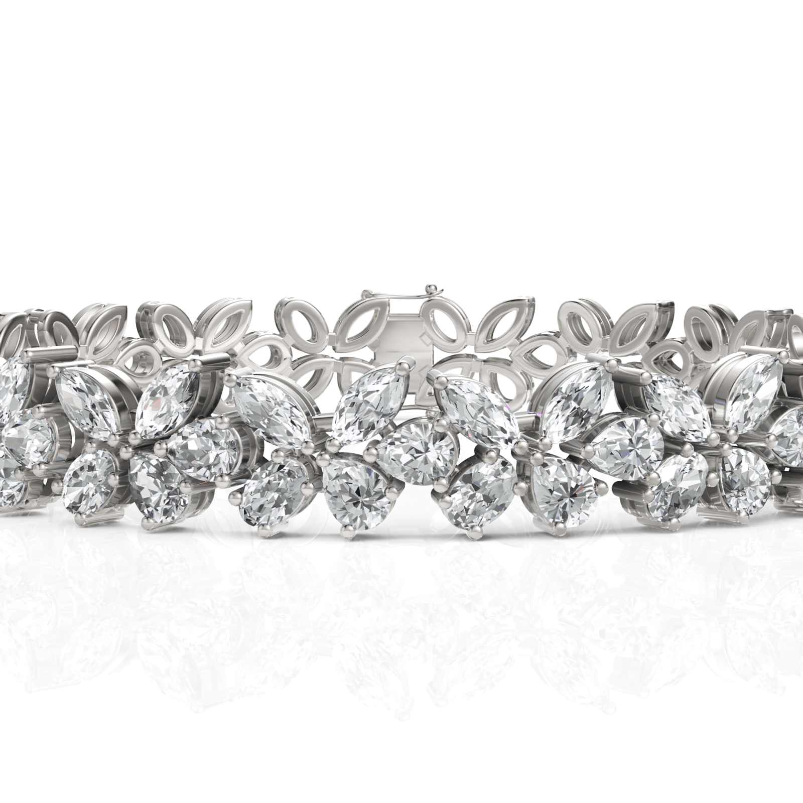 7.28CT Mix Cut Lab Diamond Floral Bracelet - Buvea Jewels