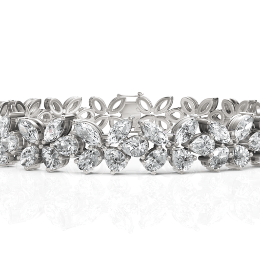 7.28CT Mix Cut Lab Diamond Floral Bracelet - Buvea Jewels