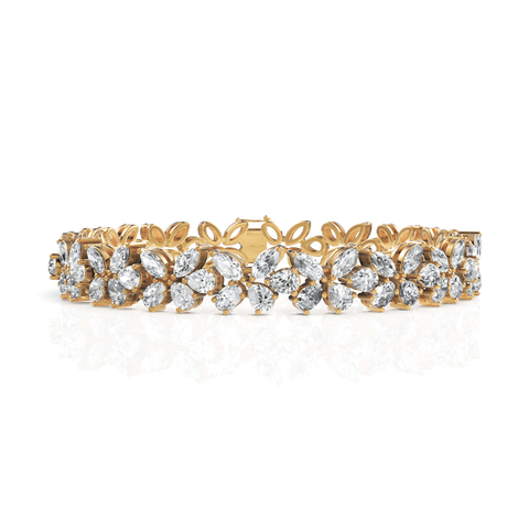 7.28CT Mix Cut Lab Diamond Floral Bracelet - Buvea Jewels