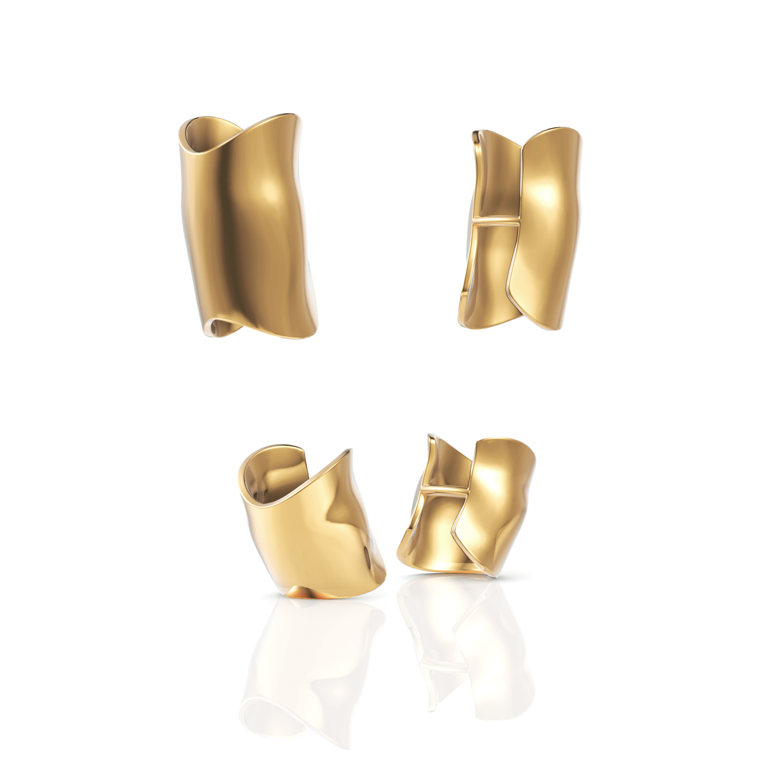 Premium Gold Wavy Ear Cuffs - Buvea Jewels