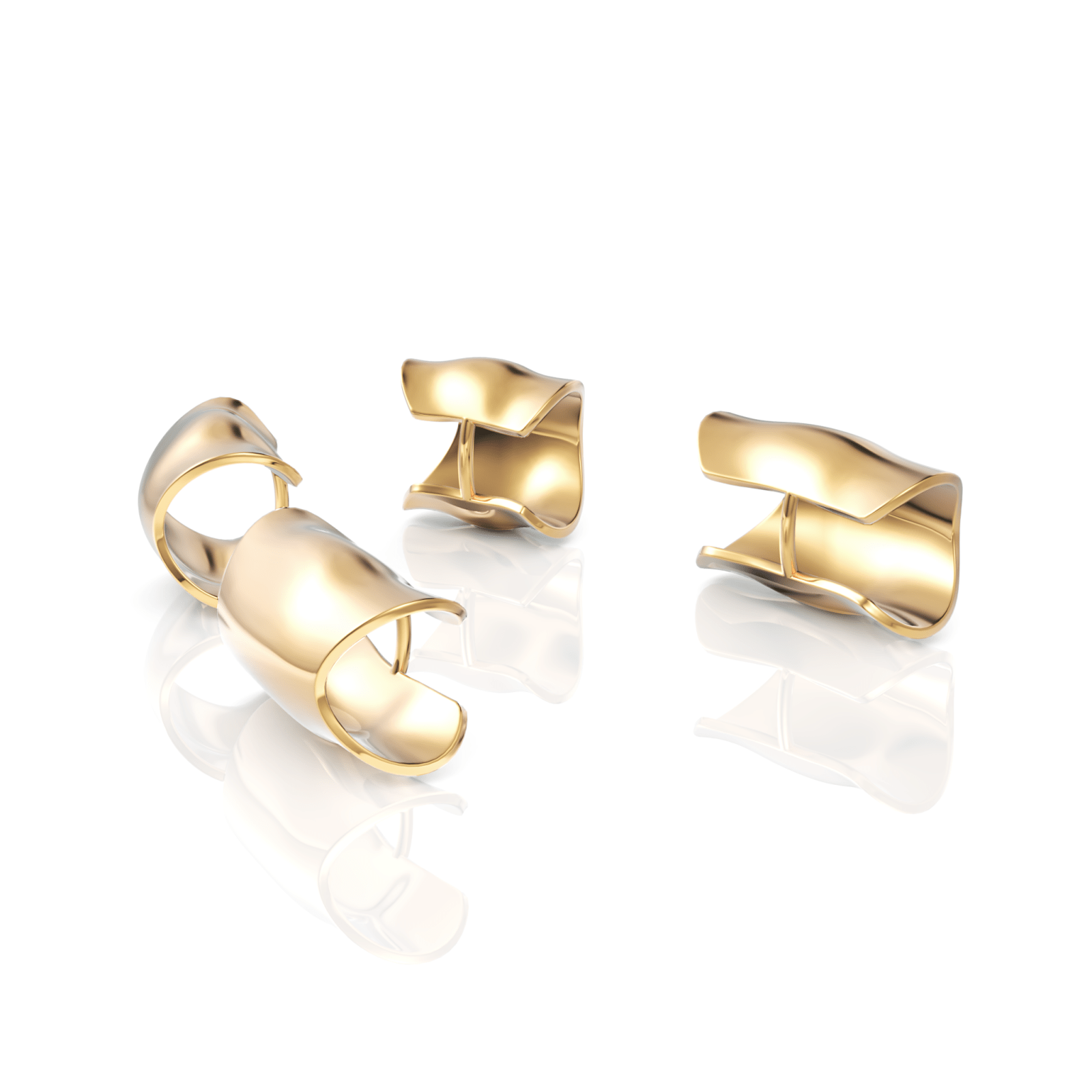 Premium Gold Wavy Ear Cuffs - Buvea Jewels