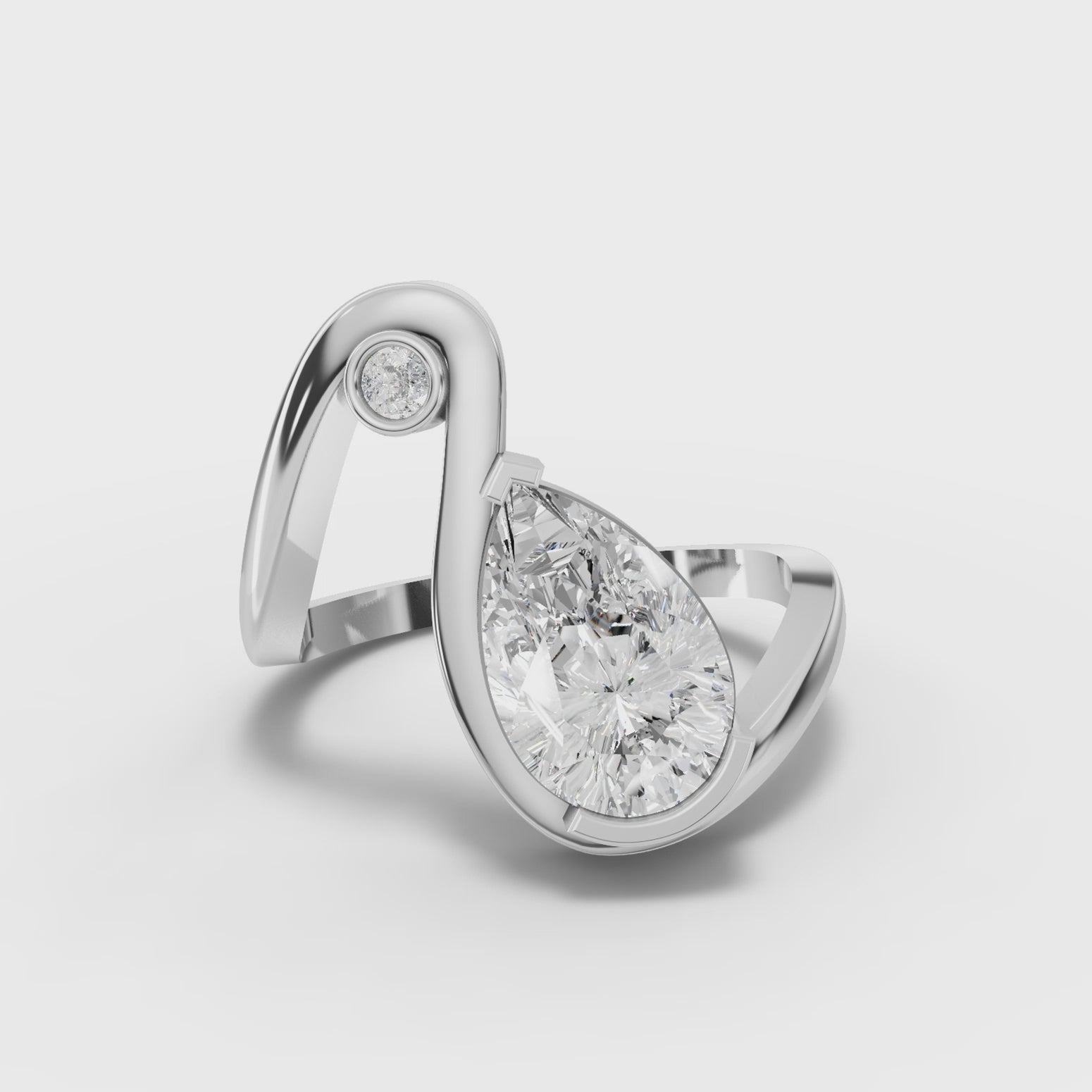 1.55CT Pear Lab Diamond Open Curve Premium Engagement Ring