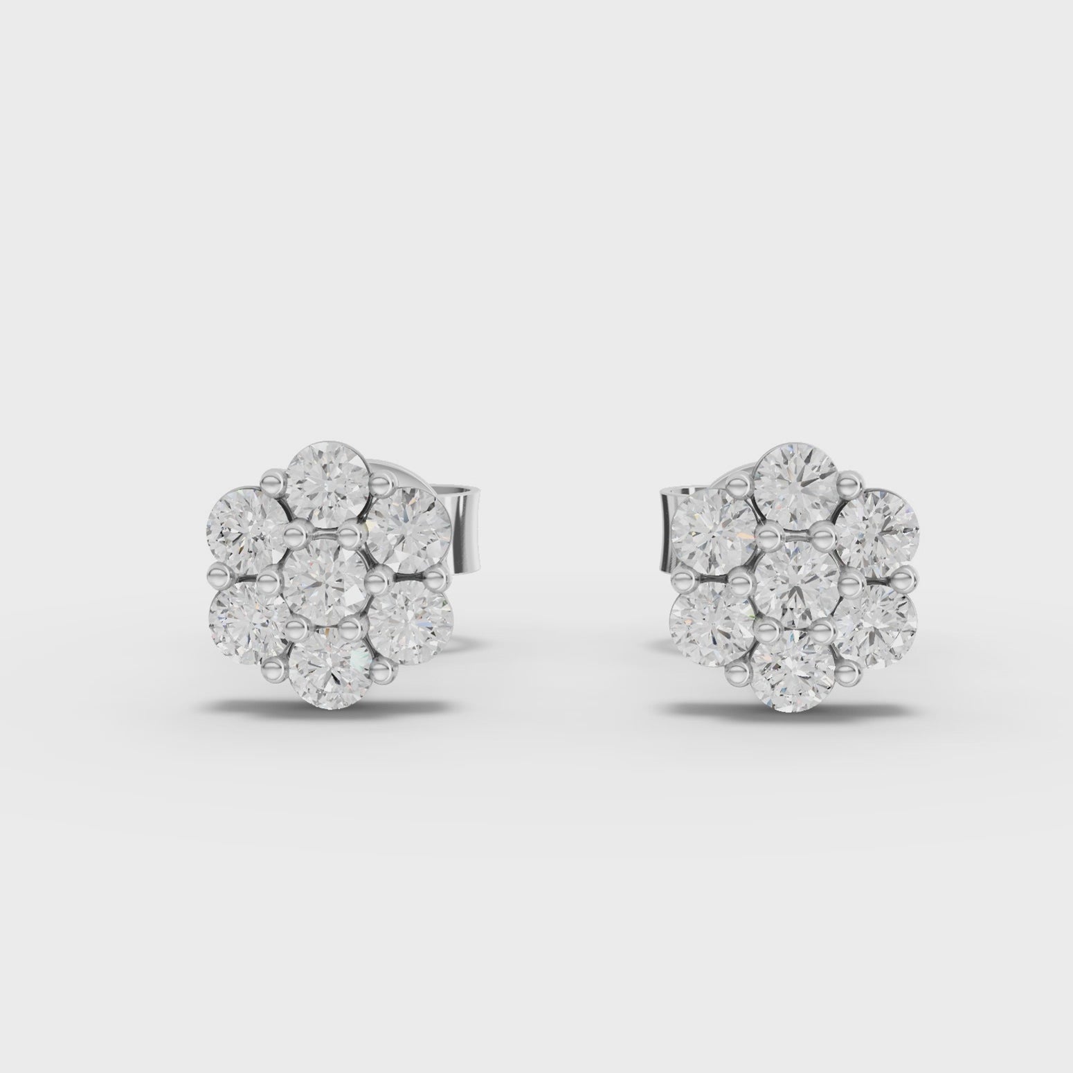 0.42CT Round Lab Diamond Cluster Earrings