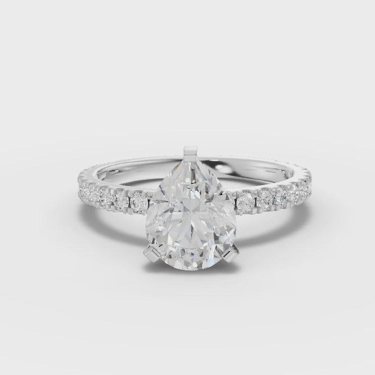 2.23CT Pear Lab Diamond Accent Engagement Ring