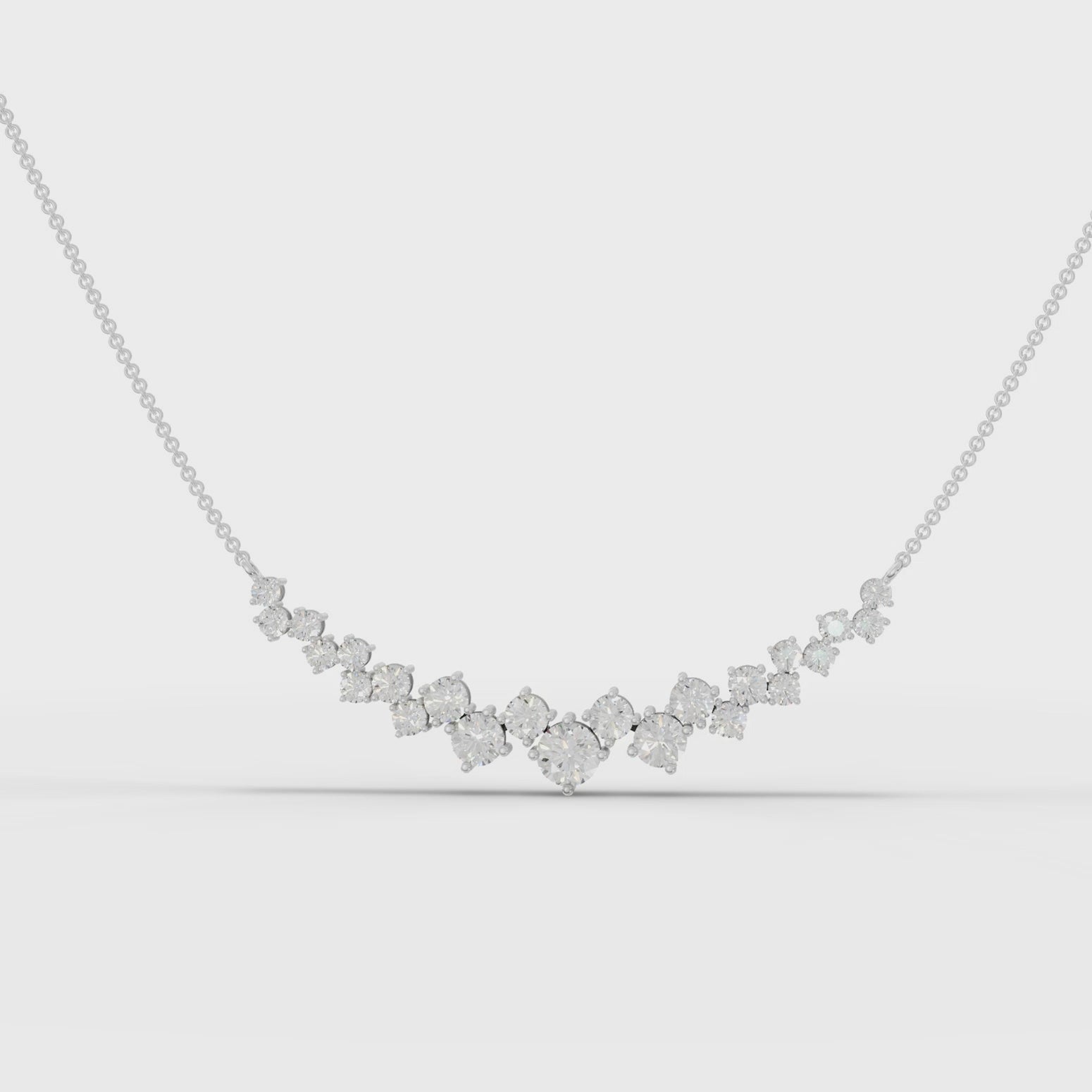 5.82CT Round Lab Diamond Premium V Curve Chain Pendant