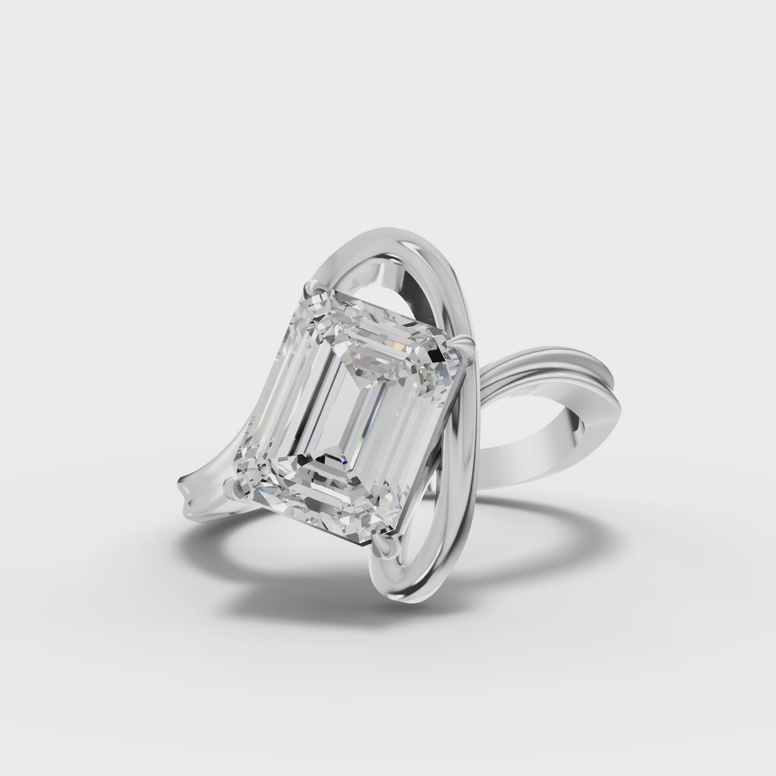 2.5CT Emerald Lab Diamond Aurora Engagement Ring