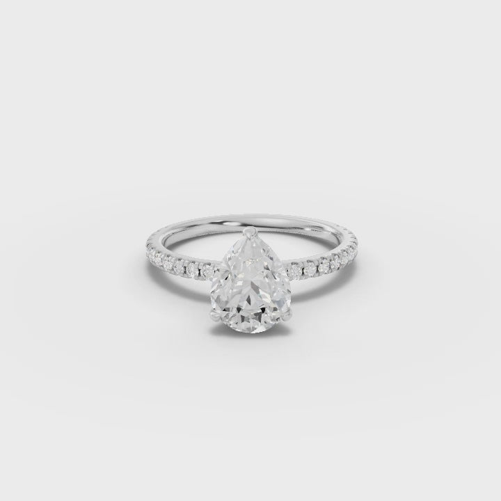 1.79CT Pear Lab Diamond Hidden Halo Accent Engagement Ring